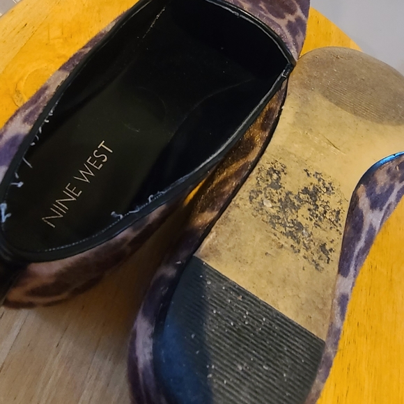 Nine West faux leopard fur loafer flat 8M animal print - Picture 6 of 7